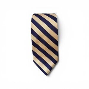 Vtg Brooks Brothers Makers And Merchants Mens XL Blue Gold Repp Silk Striped USA